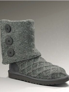 UGG® Lattice Cardy Charcoal Knit Button Women's Boots
